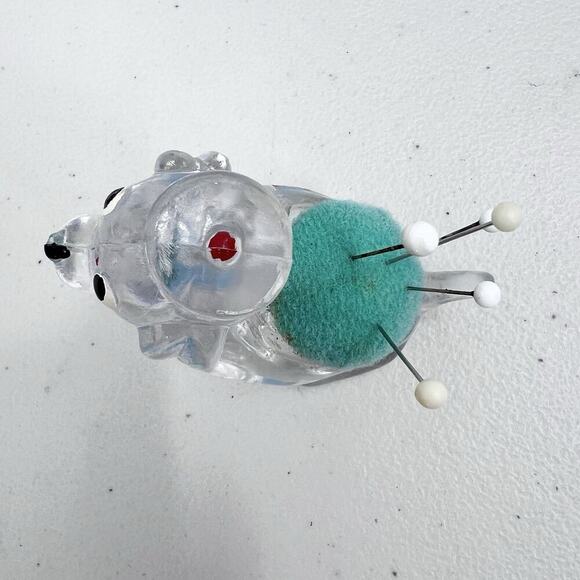 Vintage Unique Acrylic Dog Pin Cushion Needle Holder Sewing - Picture 5 of 5